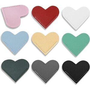 Heart Shaped Leather Bookmarks for Women Cute Corner Reading 9-Piece